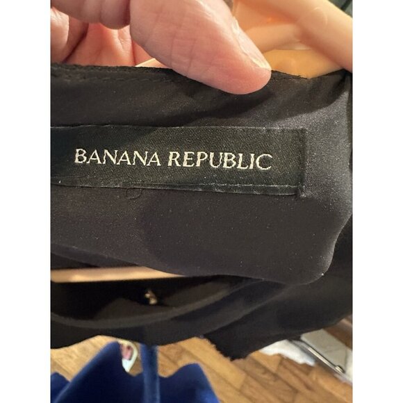 Banana Republic Black Short Sleeve Fringe Blouse Size Small Petite - Picture 5 of 6